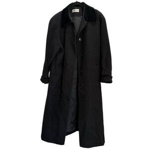Forecaster Womens Full Length Black Wool Coat Hidden Buttons Mob Wife Old Money